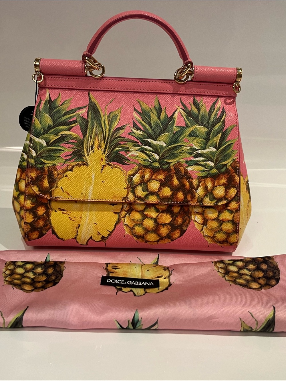 Dolce & Gabbana Pink Pineapple Sicily Top Handle Satchel